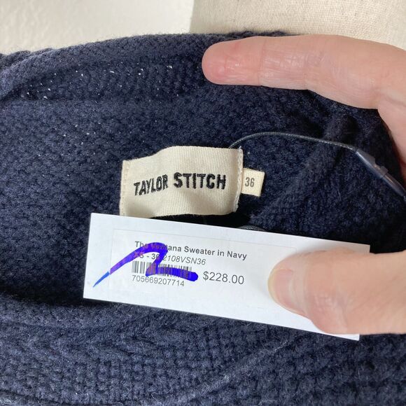 Taylor Stitch Ventana Sweater In Navy Merino Wool XS 36 Unisex NWT - Picture 13 of 15
